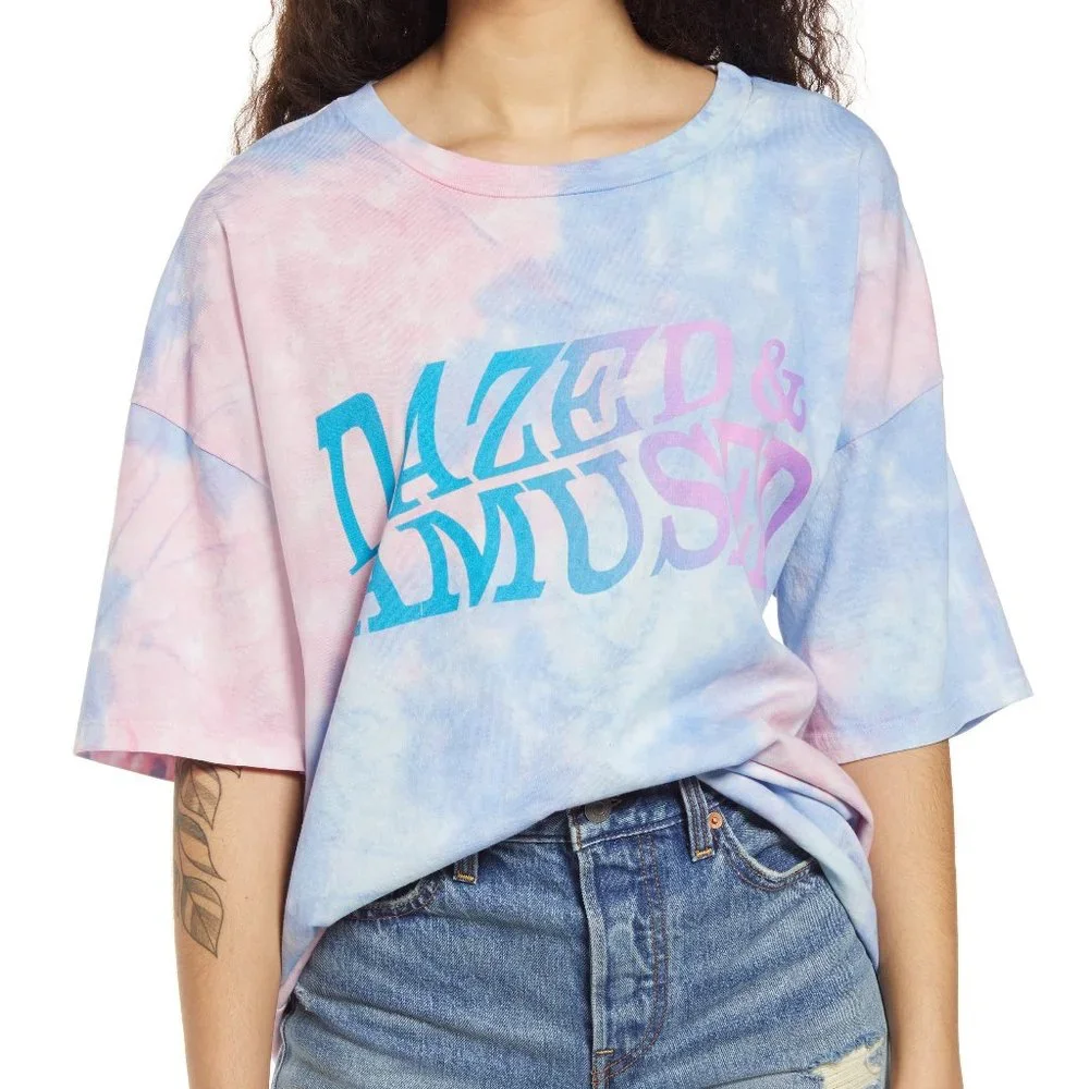 Bp. Oversize Graphic Tee In Purple Tie Dye Dazed Amused - Picture 1 of 6